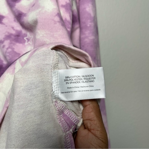 Wildfox Women Sweater Large Purple Tie Dye Stars Crewneck Boxy Lightweight - Picture 9 of 10